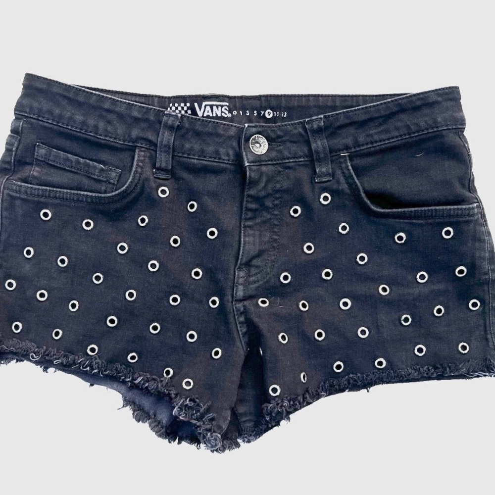 VANS Denim Shorts Black With Grommeted Stretch